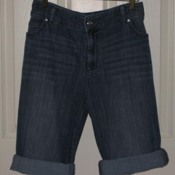 Chico's Denim - Chicos Great Condition 2.5 Platinum Ultimate Fit Denim Shorts Crop Rhinestone 14